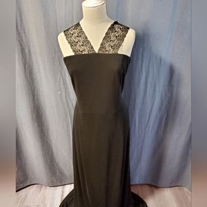 Mango size 10 black floor length evening dress